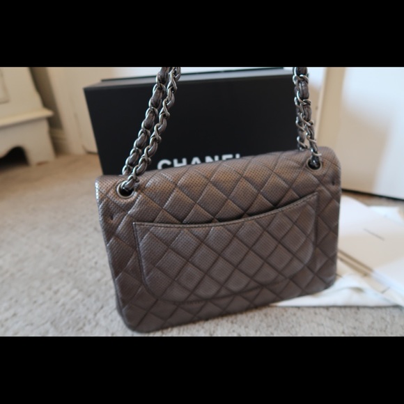 Metallic calfskin Quilted Jumbo Double flap - Picture 4 of 12